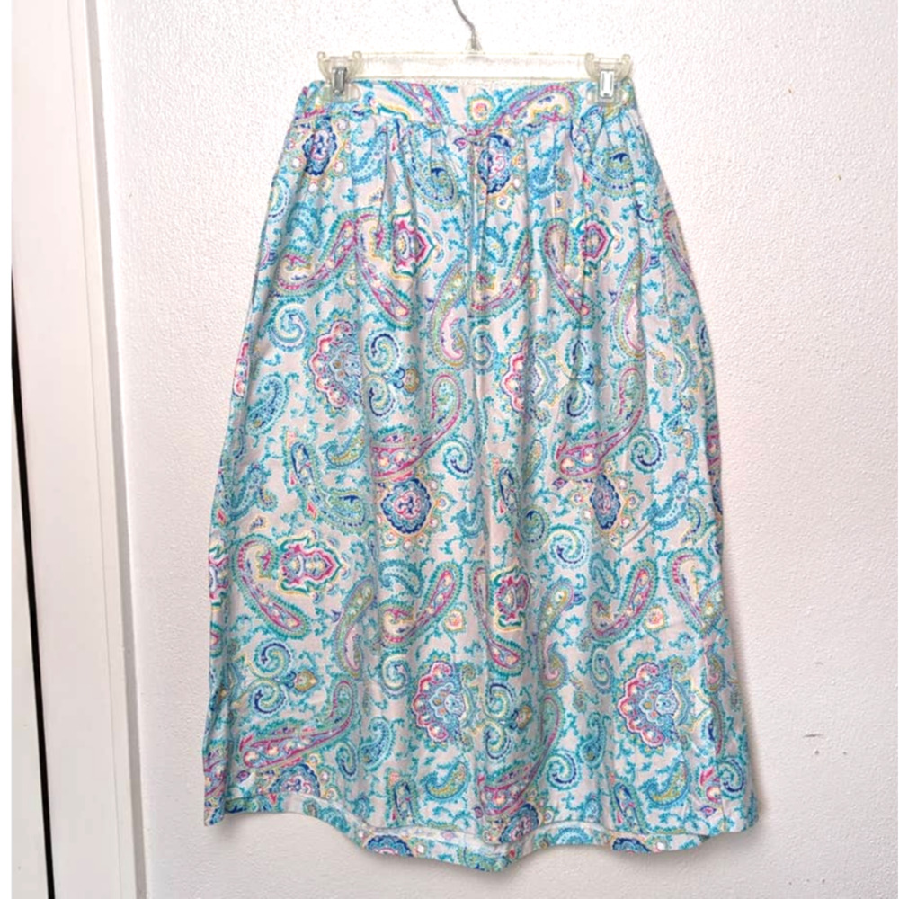 Vintage 60's Worthington Trippy Paisley Vibrant Midi Skirt Sz M